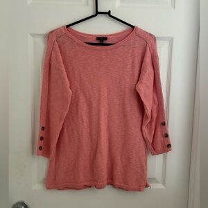 TALBOTS coral 3/4 sleeve sweater with button details